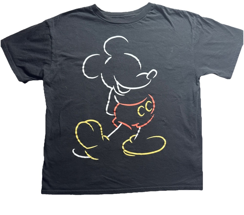 Mickey Mouse Disney T-shirt Youth Kid's Large Black Short Sleeve 100% Cotton
