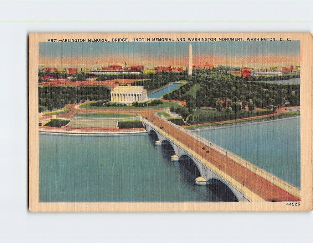 Postcard Arlington Memorial Bridge Lincoln Memorial Washington DC USA