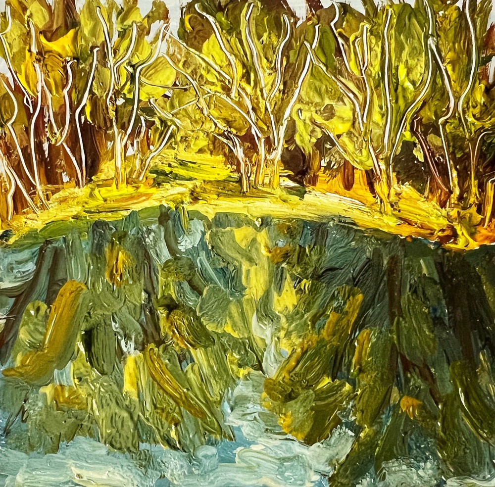 Oak Grove Lake Original Oil Painting - Oak Trees with Water Reflection, Nature Artwork, Perfect Gift for Art Lovers