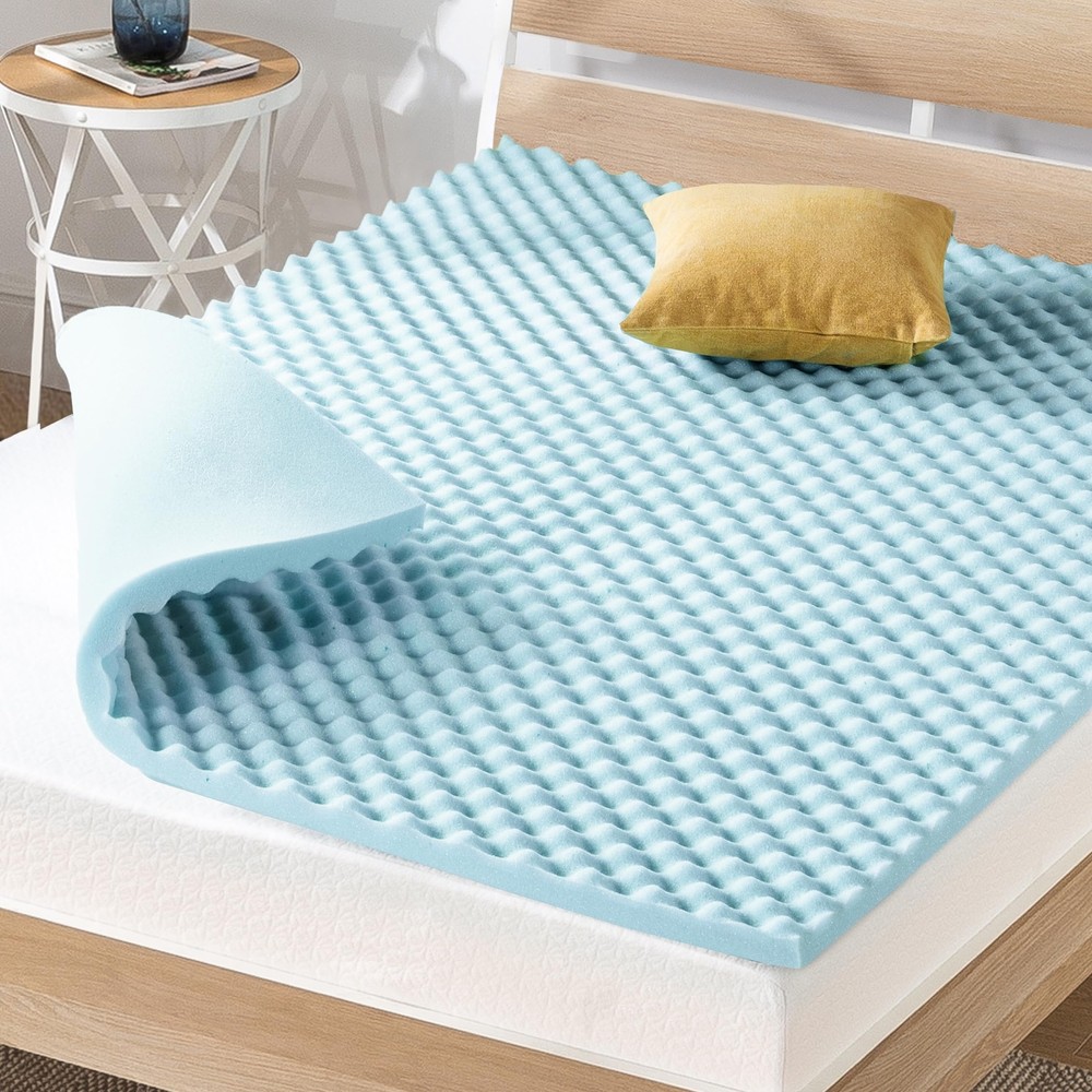 1.5 Inch Egg Crate Memory Foam, Cooling Infusion, Queen Mattress Topper, Blue...