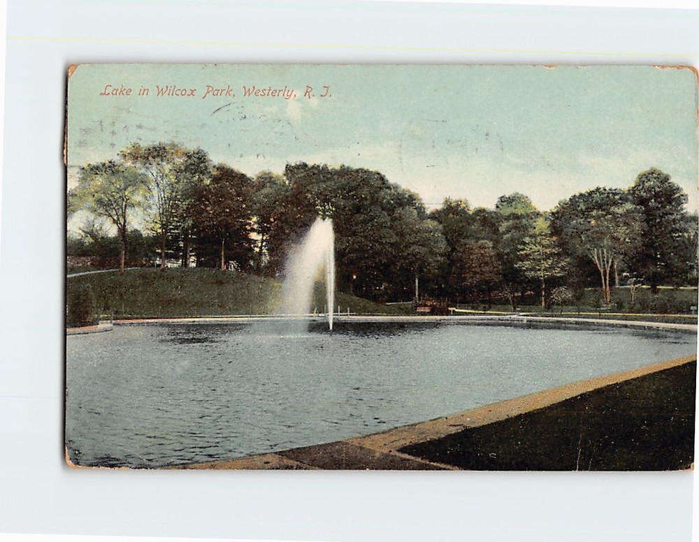 Postcard Lake in Wilcox Park Westerly Rhode Island USA