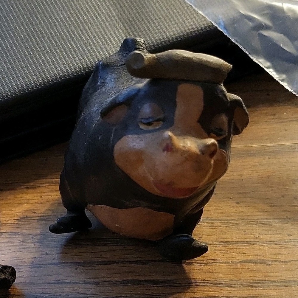 Black & Brown Resin Bull Figurine, Painted Finish, 3D Effect, Kids