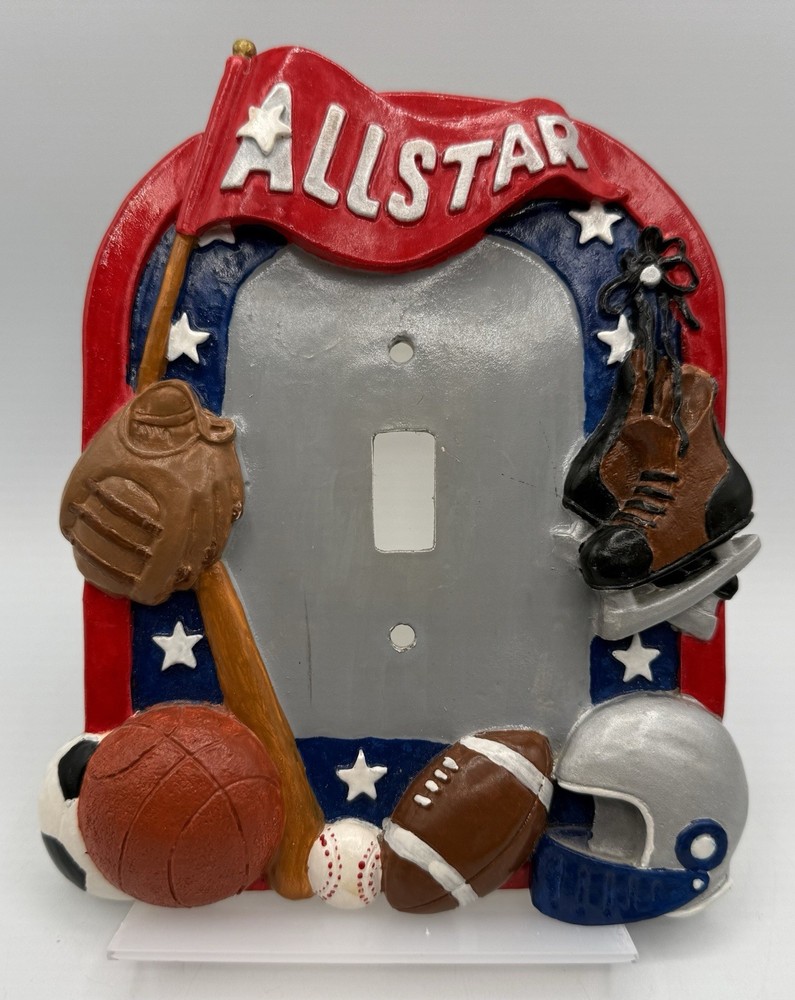 All Star 3D Kid's Sports Light Switch Plate Cover Room Decor Single Toggle