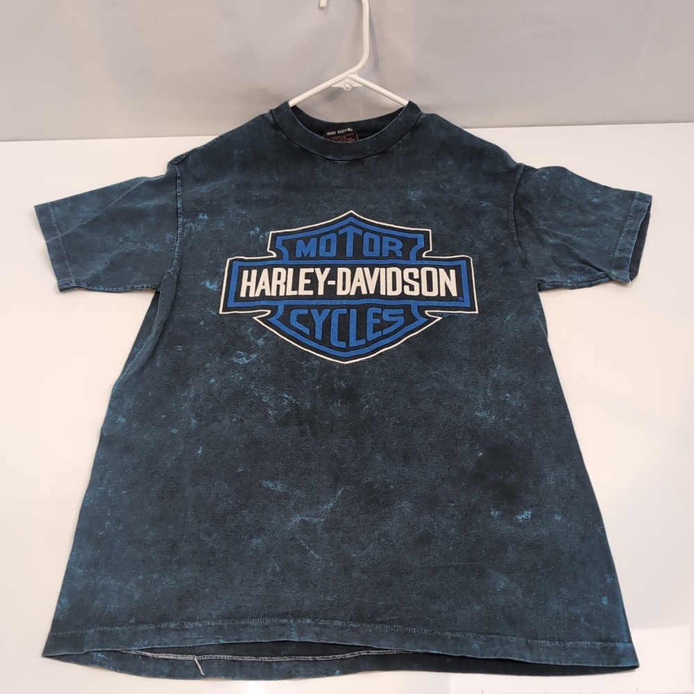 Rare VTG HARLEY DAVIDSON Big Bar Shield Logo Eagle Single Stitch T Shirt 90s L