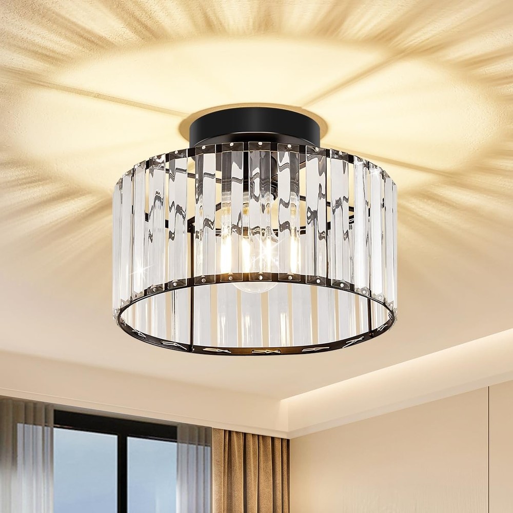 Modern Crystal Semi-Flush Mount Hallway Ceiling Light Fixture