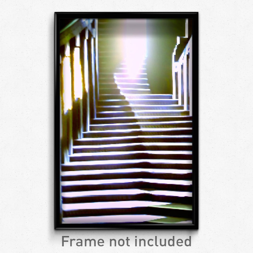 8 Bit Psychedelic Pixel Art Stair Poster - Trippy Video Game Print