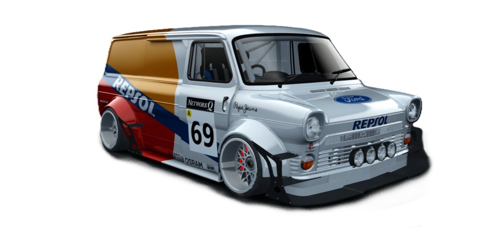 1:10 RC Clear  Body Shell -  Ford Transit Super Van with Repsol livery