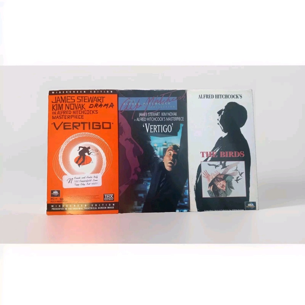 Lot Of 3 Alfred Hitchcock Classic VHS Movies The Birds Vertigo Horror Suspense