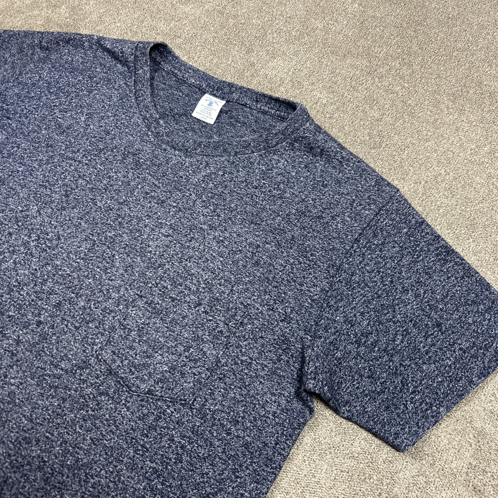 Velva Sheen T Shirt Mens L Navy Pocket Tee Short Sleeve Cotton Blend USA Made