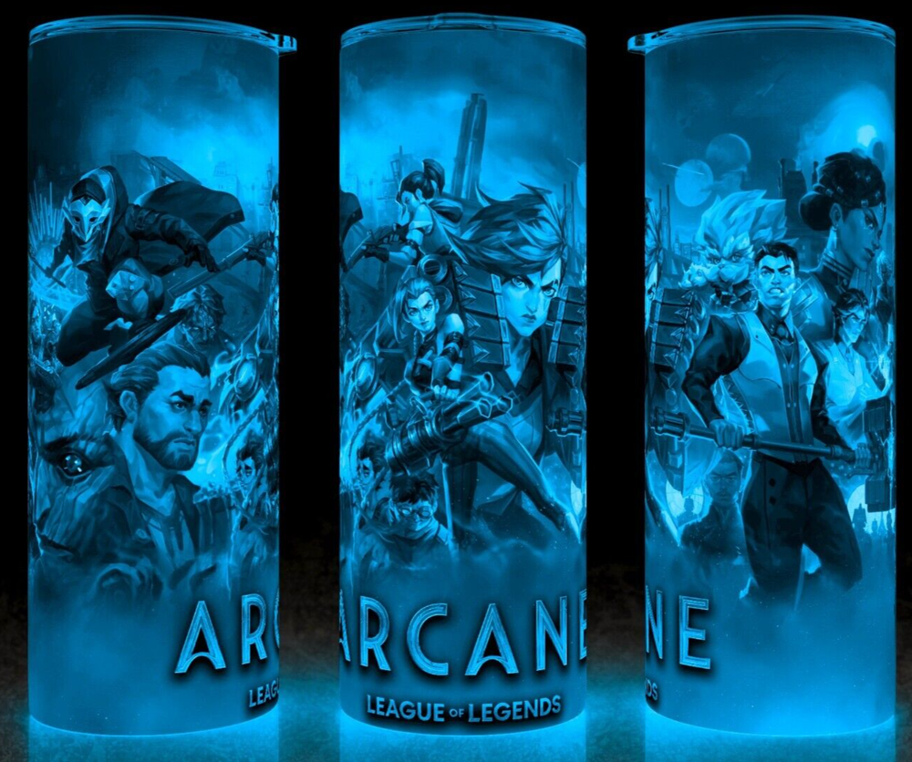 Glow in the Dark Arcane Collection League of Anime Legends Gamer Cup Mug Tumbler