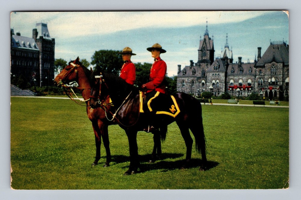 Canada- Ottawa Mounties On Horseback Souvenir Old Postal Vintage c1956 Postcard