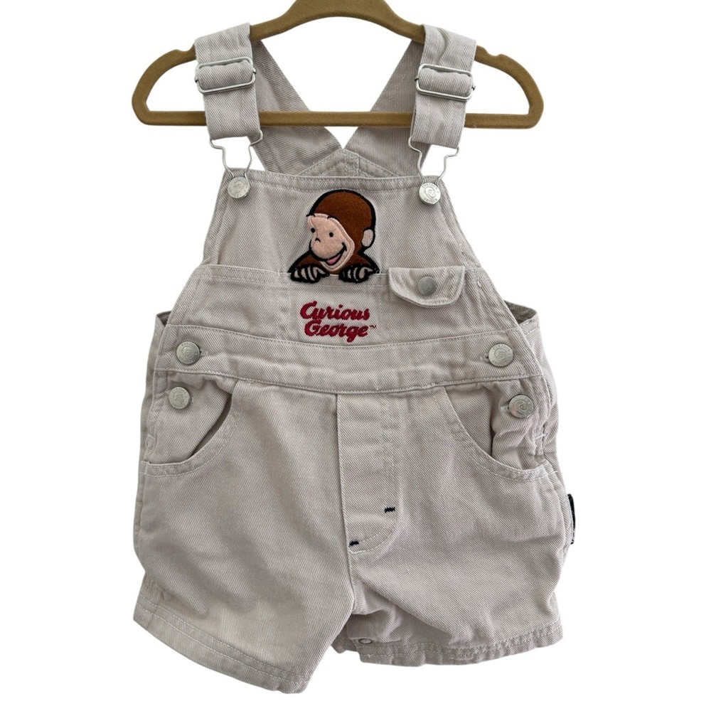Vintage Curious George Denim Overalls Baby Toddler Unisex TV Cartoon Hong Kong