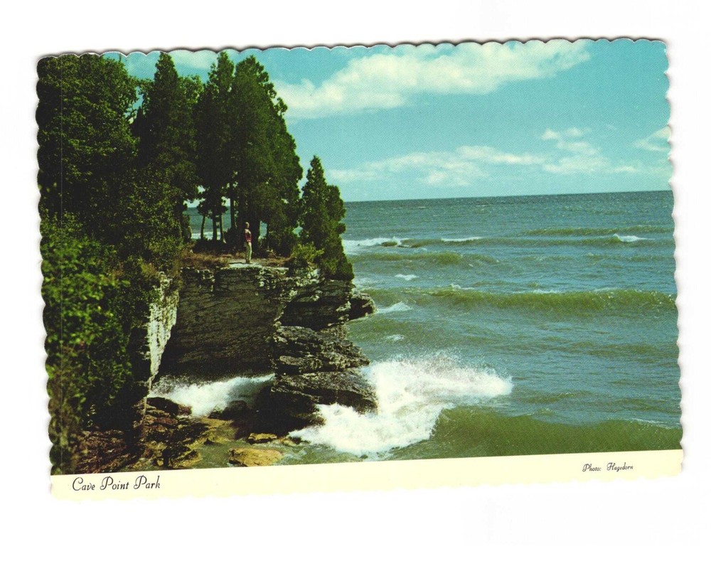 Cave Point Park one of Door County's favorite attractions VTG postcard Unp