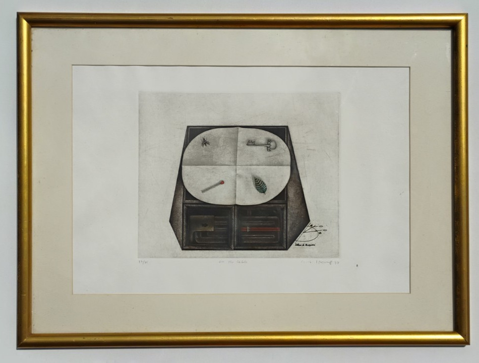 KYU-BAIK HWANG (b.1932) ORIGINAL 1977 PENCIL SIGNED KOREAN SURREALIST ETCHING