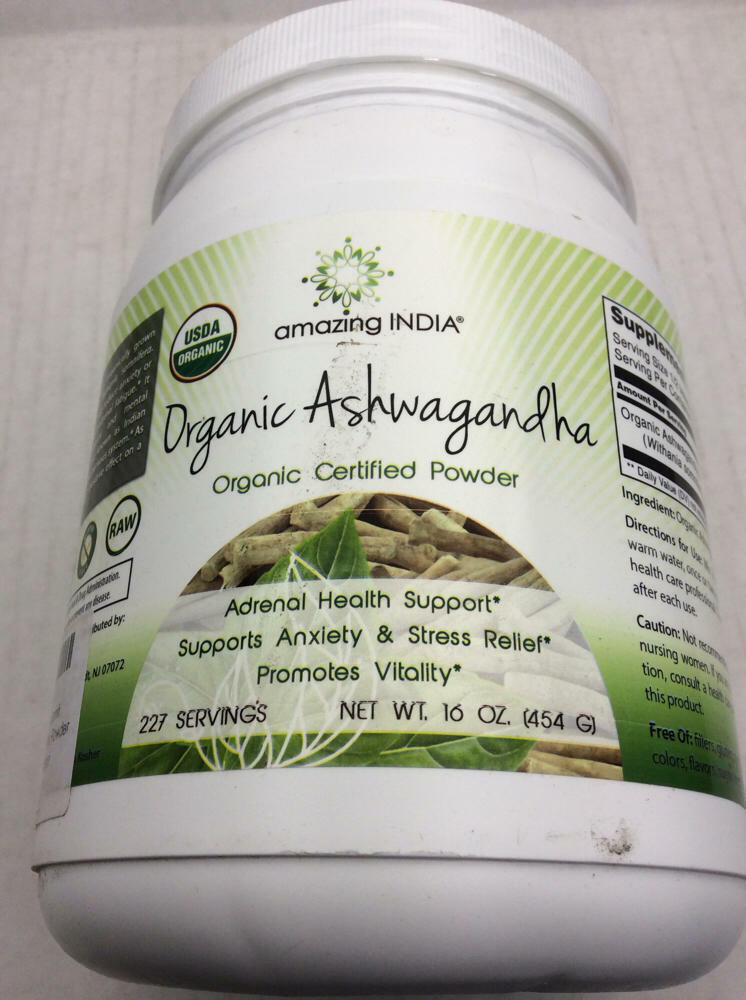 Amazing India USDA Certified Organic Ashwagandha Powder- 16 oz