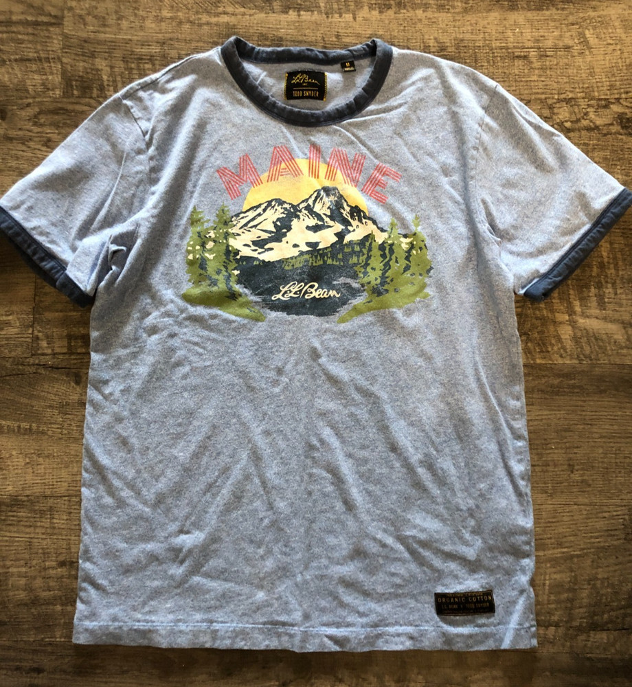 LL L.L. Bean Todd Snyder Collab Ringer T Shirt Mens M Blue Organic Cotton MAINE