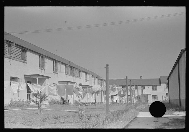 Photo:Greenbelt Maryland 1938 Apartment Homes Laundry Clothesline Scene