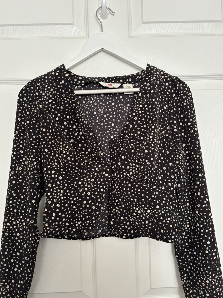 Levis Womens Floral Long Sleeve Button-Up Blouse Casual Cute Top Size S