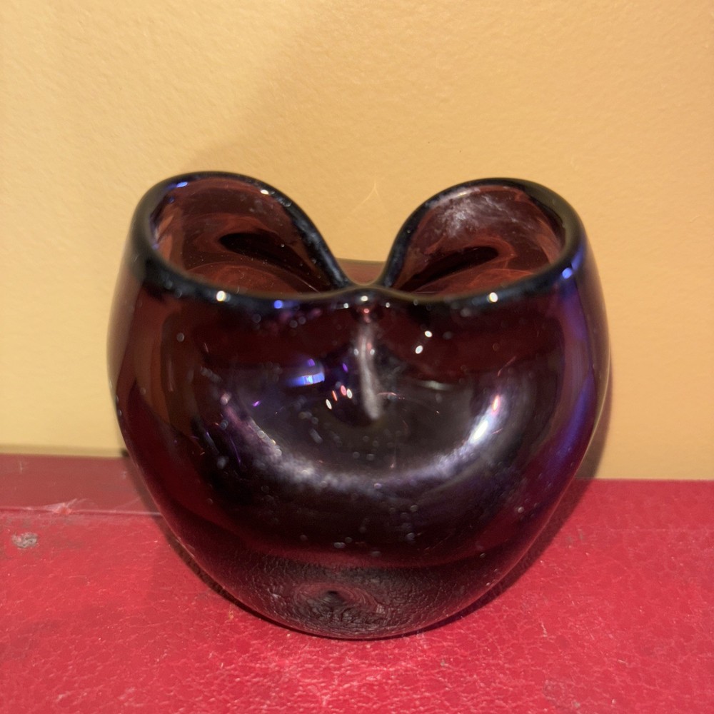 Blenko Ivy Art Glass Vase Pinched Amethyst Purple VTG MCM Winslow Anderson 39 EC