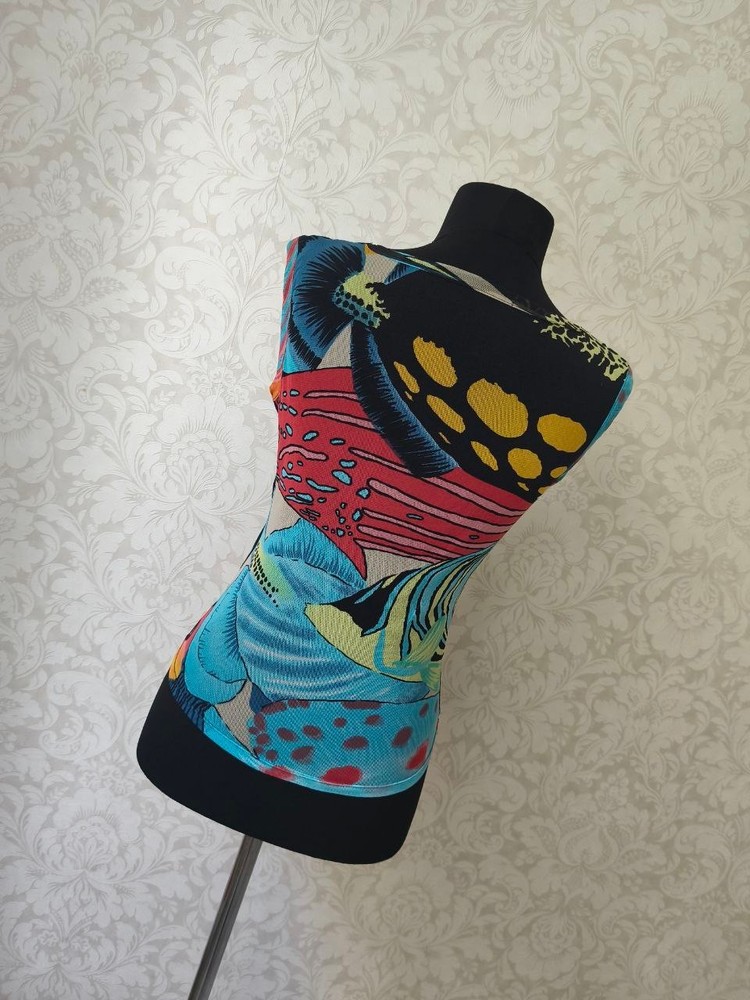 Vintage Y2K Gabriella Frattini Multi-colored Mesh Top Jean Paul Gaultier style