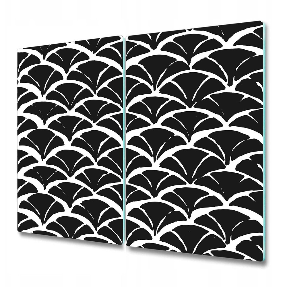 Glass Surface Protector Worktop saver Oriental fish scale black white grunge