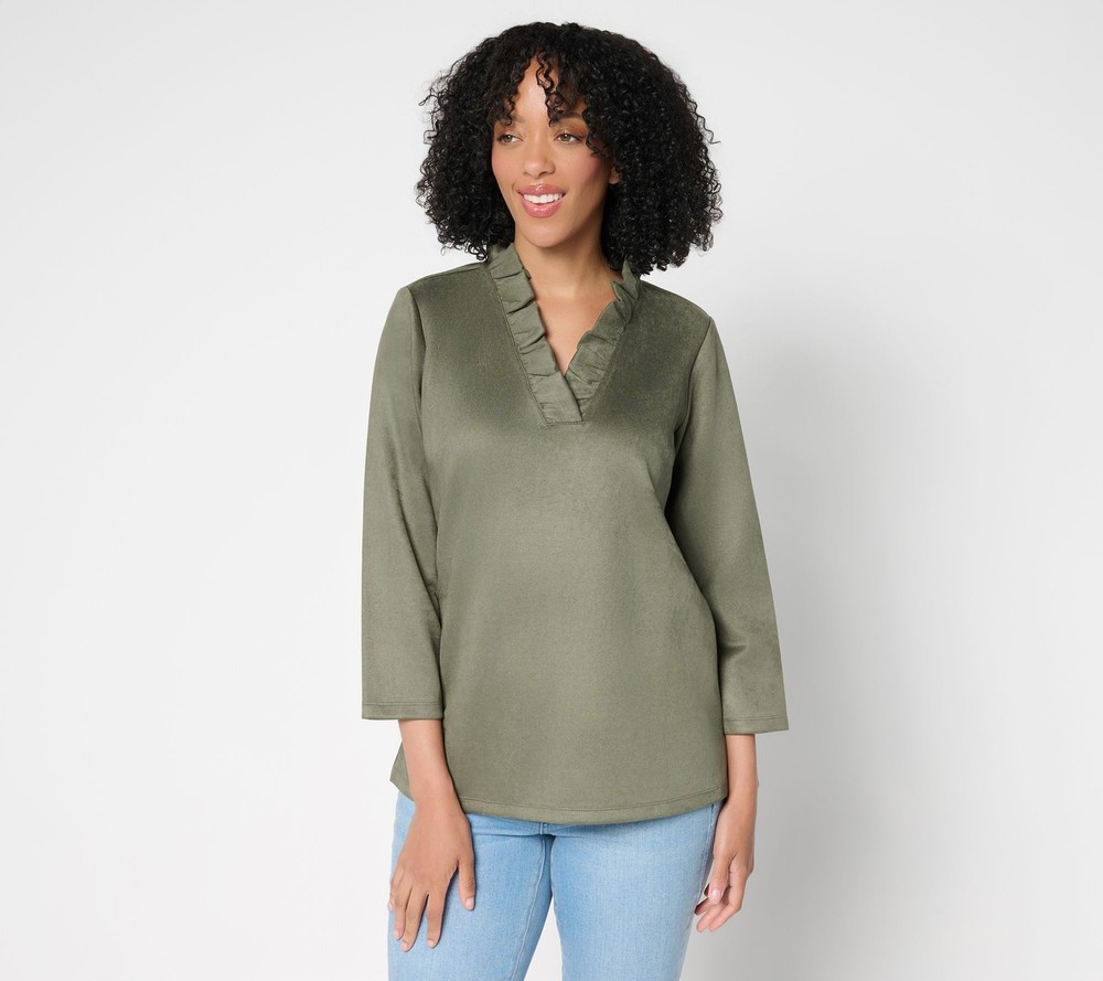 Belle by Kim Gravel Women's Top Sz L Make Your Selection: Boho Green A726204