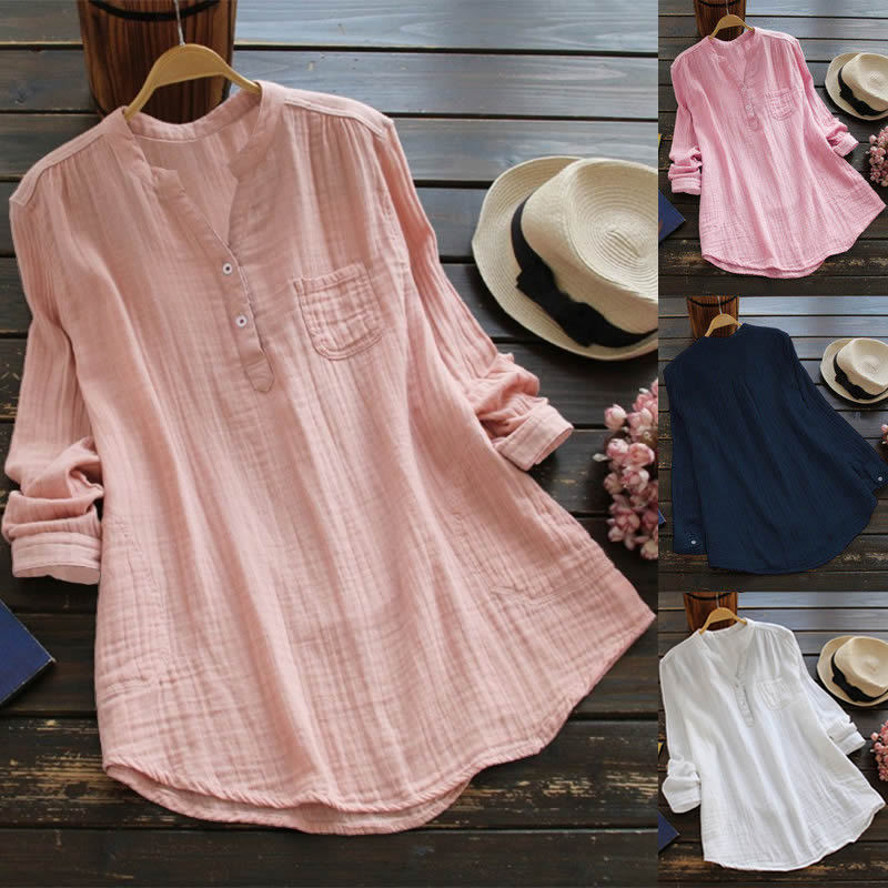 Ladies Cotton Linen T-Shirt Dress Women Casual Baggy Tunic Top Blouse Plus