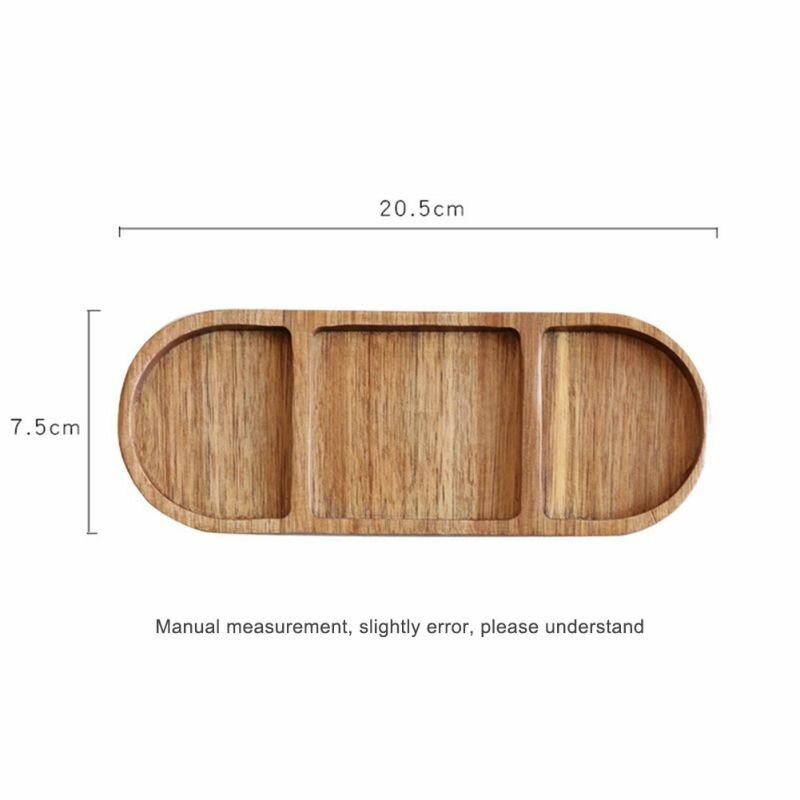 Acacia Wood 3-Section Serving Tray for Sauces Snacks & Kitchen Use  -image