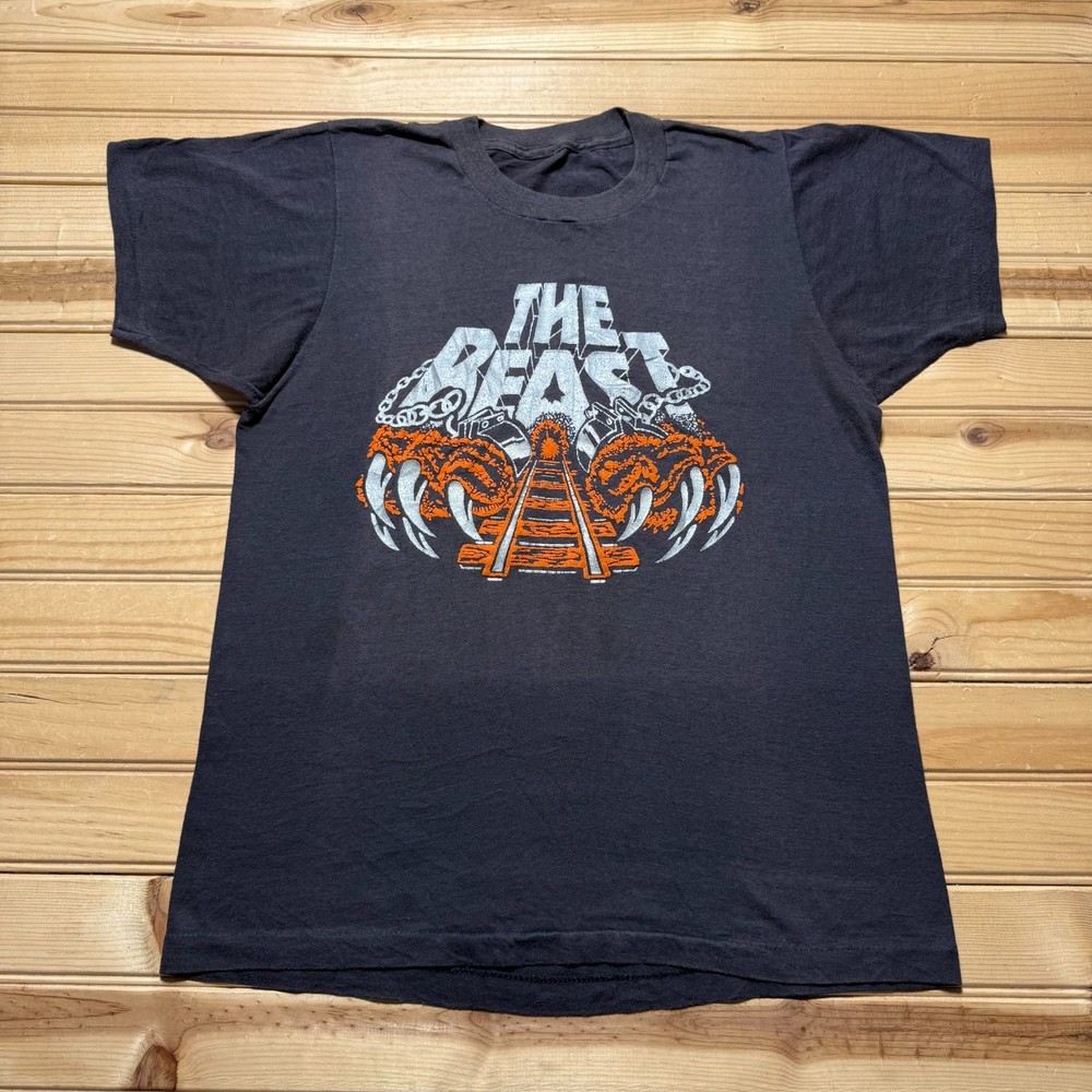 Vintage 80s The Beast Kings Island Roller Coaster Amusement Park Shirt Small