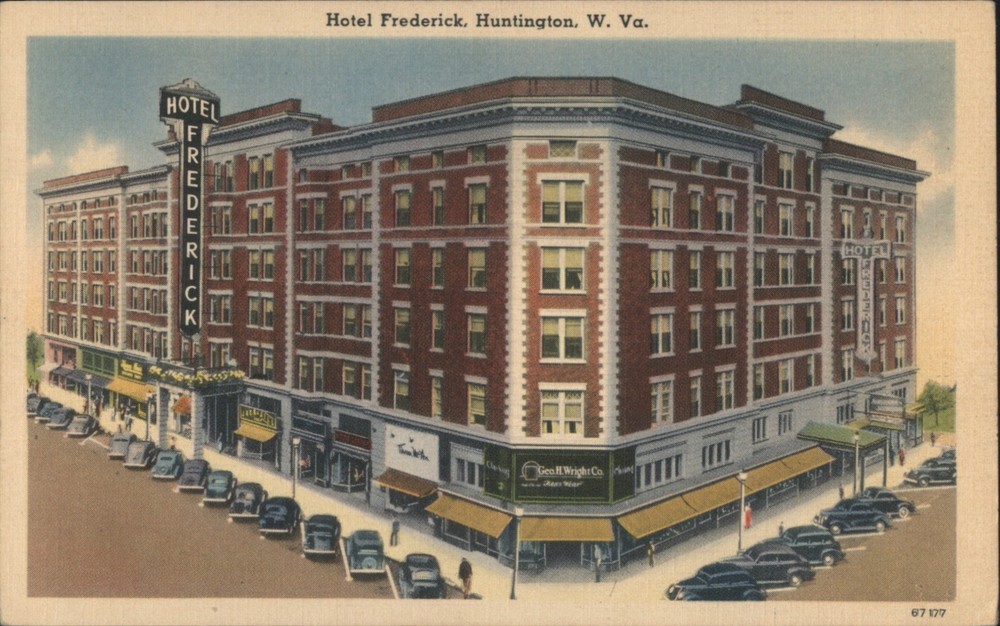 Huntington, West Virginia WV Hotel Frederick Tichnor Original Vintage Postcard