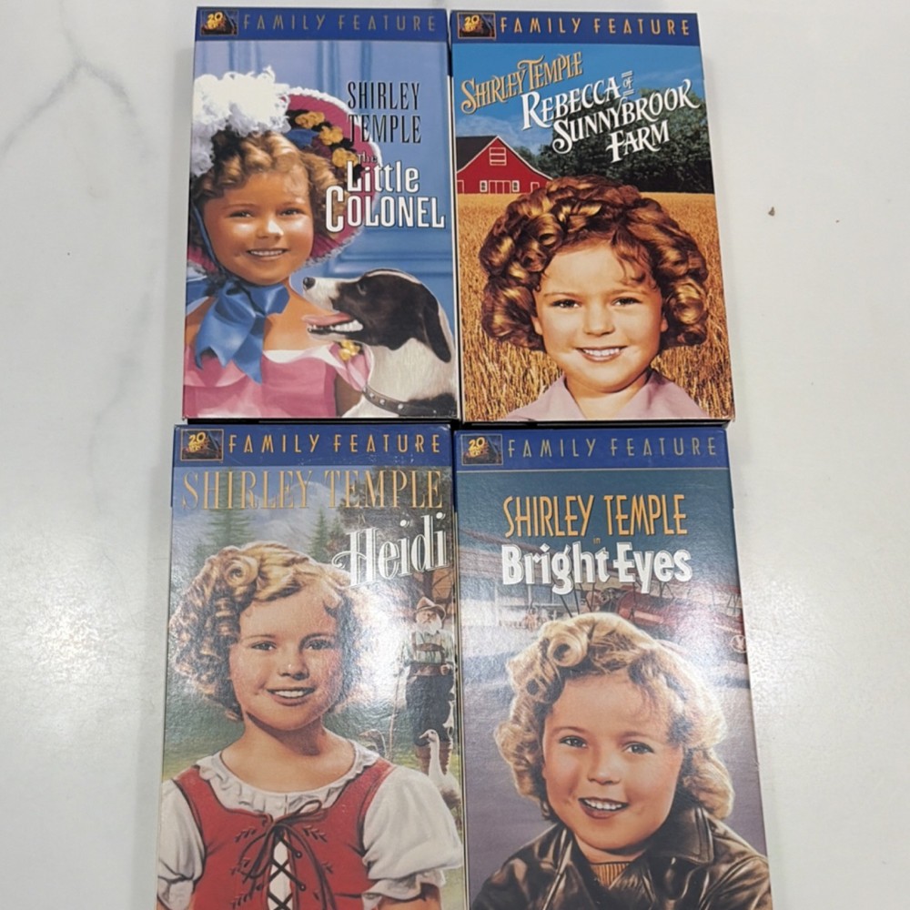 Shirley Temple VHS Lot of 4 G: Little Colonel, Heidi, Bright Eyes