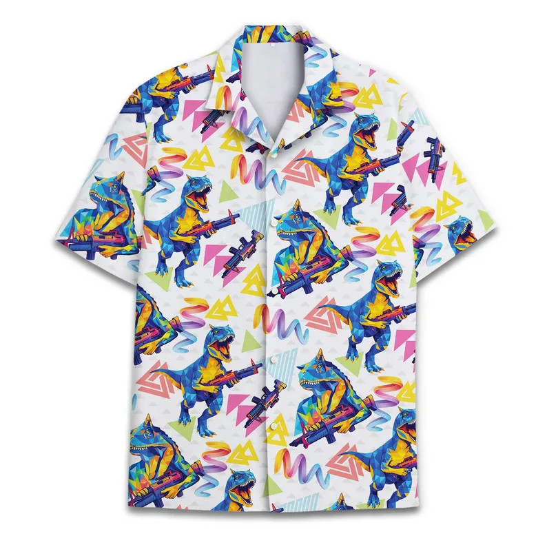 Mens Funny Dinosaur Hawaii Shirt Aloha Beach Summer Vacation Dino