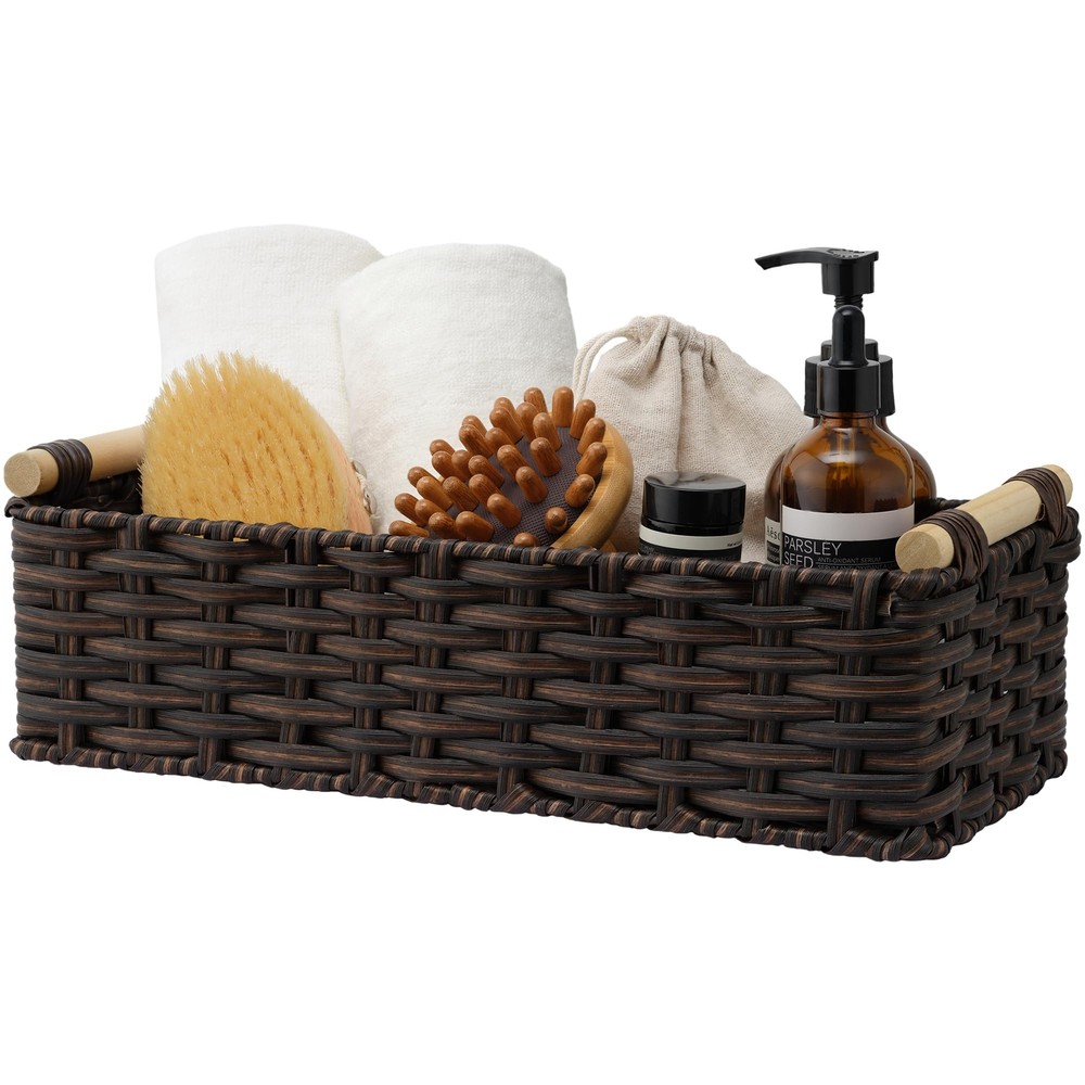 Wicker Baskets for Shelves, Wicker Baskets for Storage, Waterproof Toilet Bas...