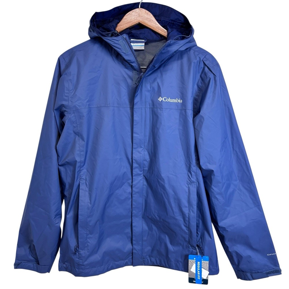 Men’s Columbia Omni-Tech Blue Raincoat New Size M Lightweight Outerwear 0541