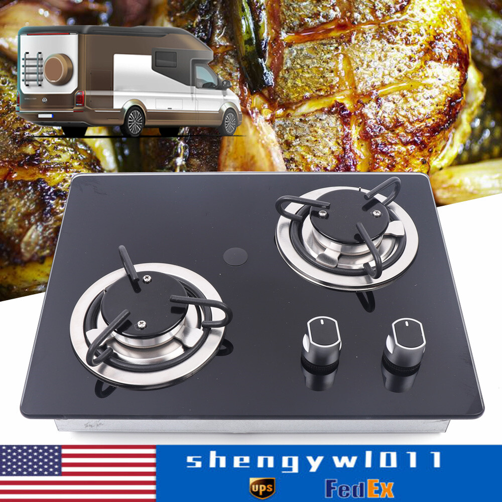 Portable Electric Two Burner Cooktop RV Dorm Countertop Stove Gas Stove LPG USA