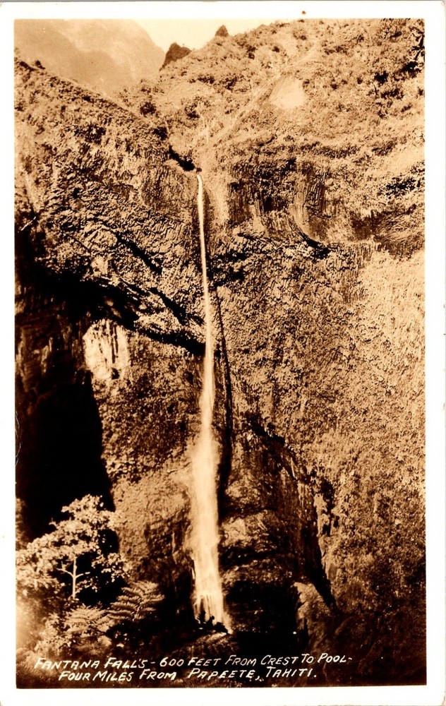 Papeete Tahiti French Polynesia Fantana Waterfalls Scenic RPPC Postcard    33379