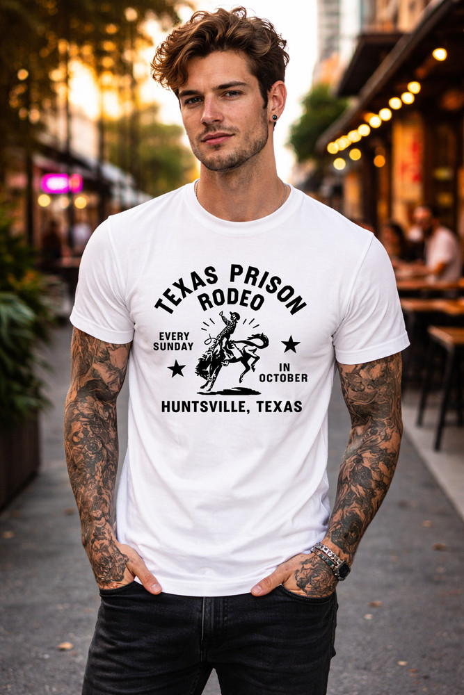 Texas Prison Rodeo Shirt Huntsville TX Cowboy Graphic T Shirt Western Bull Rider