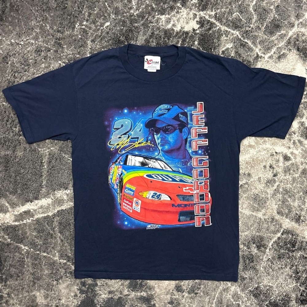 Vintage Nascar Jeff Gordon Shirt Mens Large 90s Y2K Chase Authentics Dupont Navy