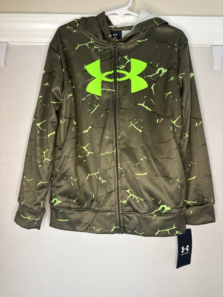 Under Armour Boys Activewear Hoodie & Pants Set Size 6 Black Green Polyester