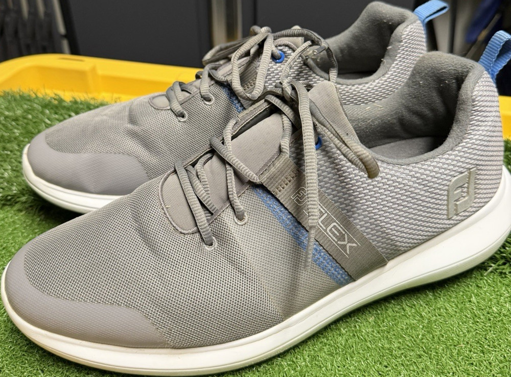 FootJoy Flex Men's Spikeless Golf Sneaker Gray/Blue Mesh Lace Up 11M 56121