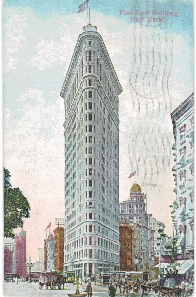 NYC Flatiron Building Looking South 1910 New York City