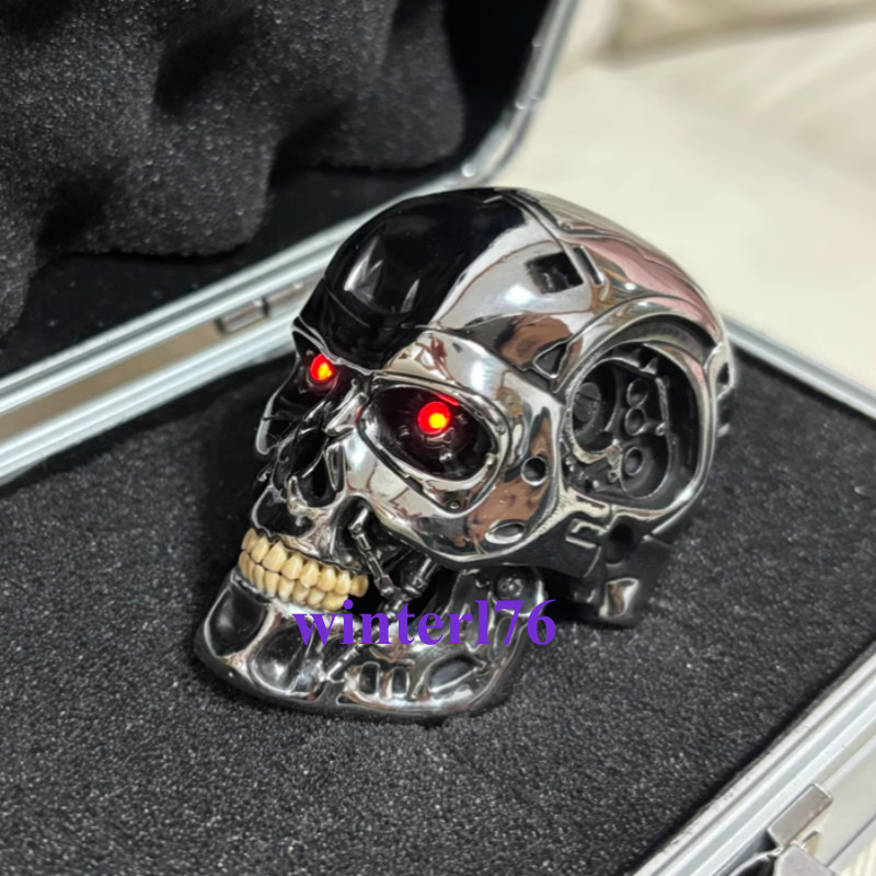 1pc Terminator T2 T800 ENDOSKELETON 1/4 Skull Figure Model LED Eyes Head Carving