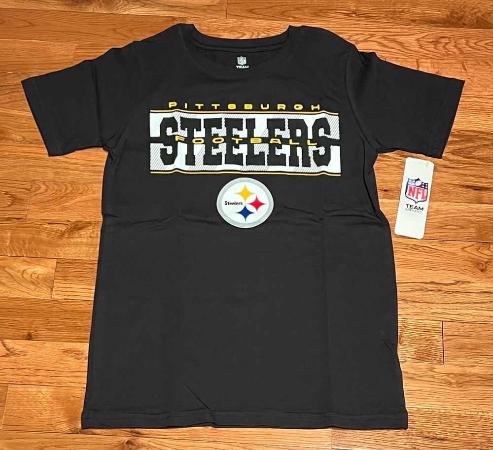 NFL Team Apparel M 8 Youth T-Shirt Pittsburgh Steelers Short Sleeve Black NWT