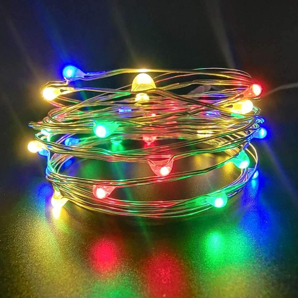 Pack 2 Indoor Battery-Operated Led String Lights with Timer Mini LEDs Fairy for