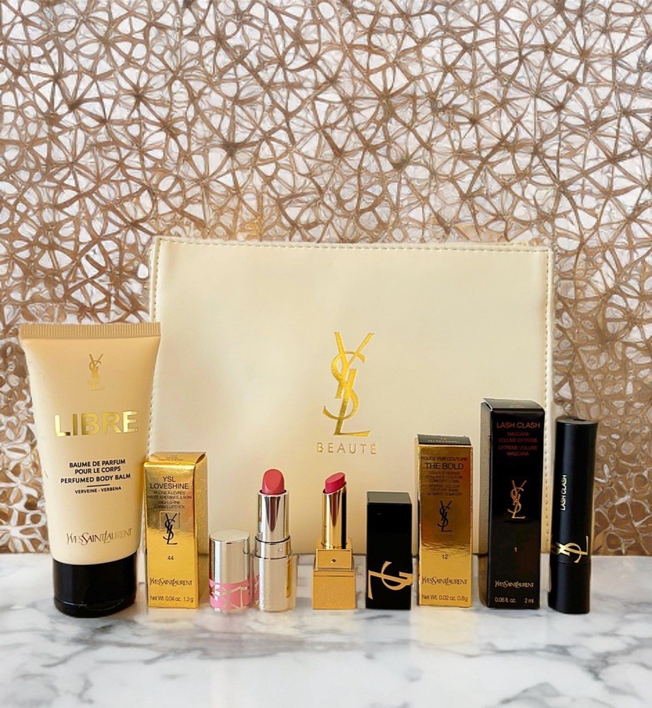 Yves Saint Laurent YSL Libre Beauty Loveshine Lash Clash Mascara Makeup Balm Bag