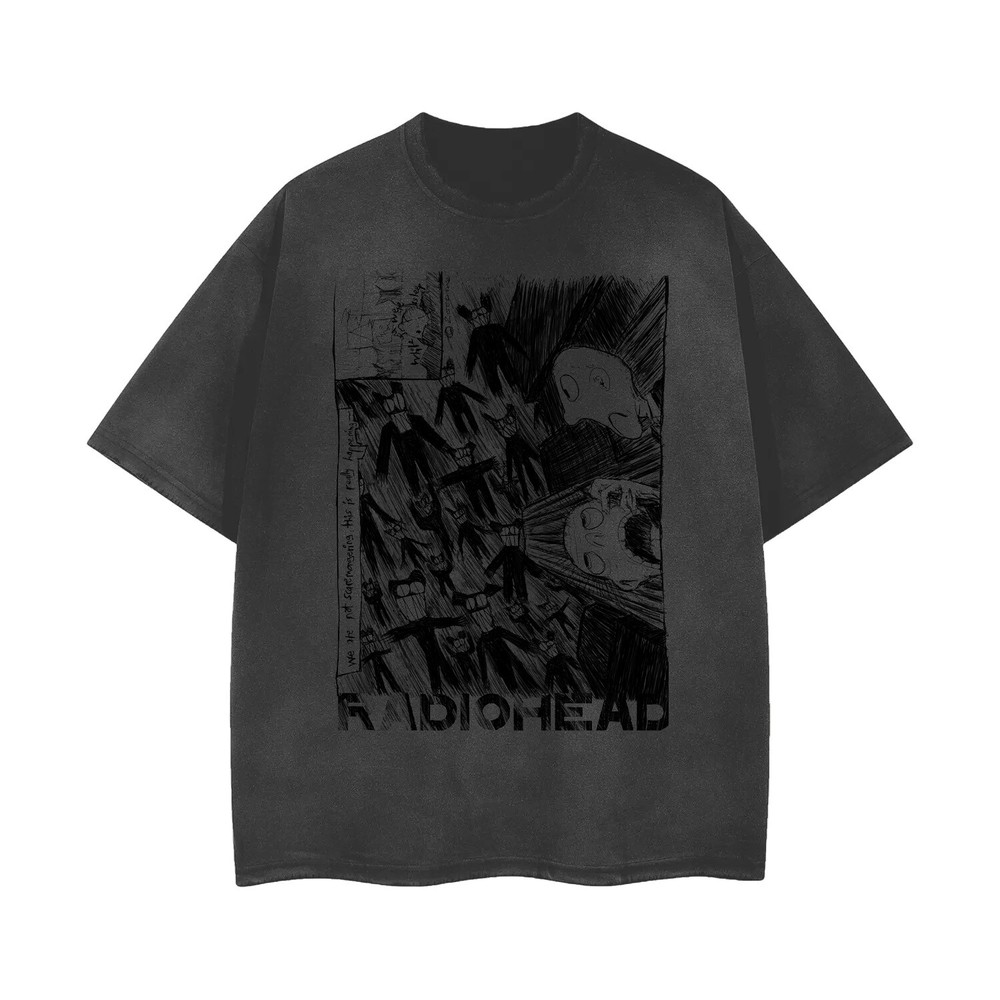 [ACID WASHED RIPPED] RADIOHEAD Distressed Vintage Feel T-Shirt Unisex 101469