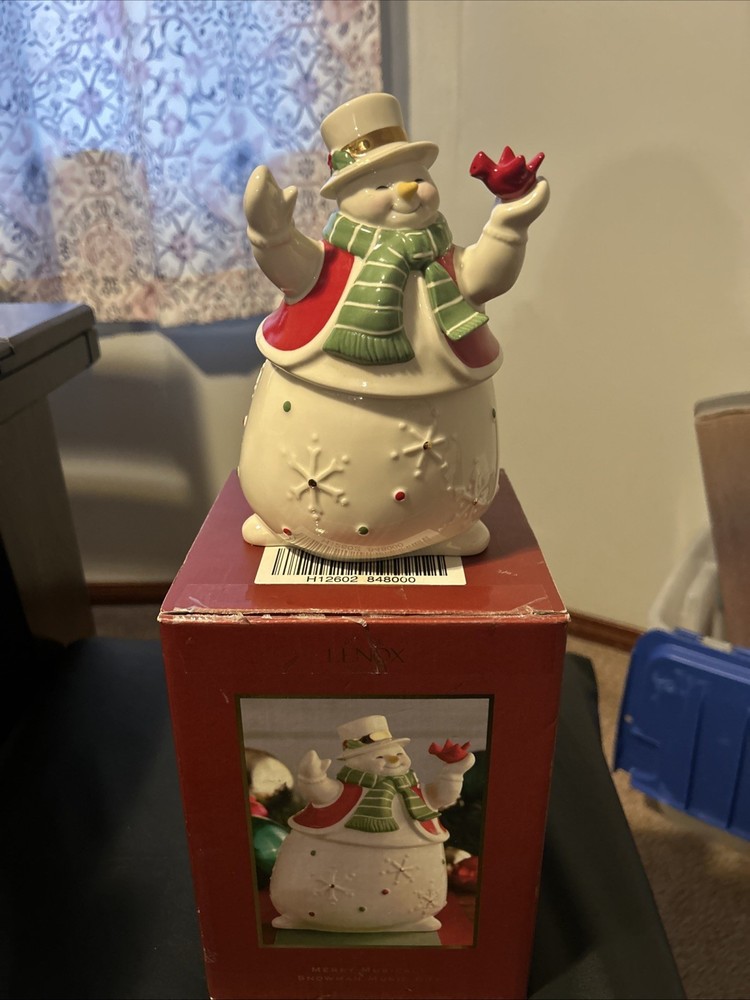 Lenox Christmas Snowman Candy Dish Porcelain