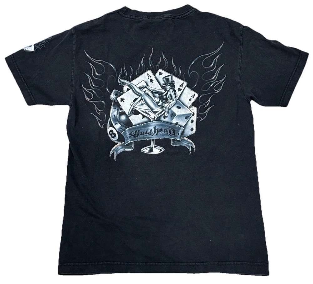 Vintage Bullhead Cards Sick Graphic Y2K Dice Flames Tee Men’s Size Small Grail