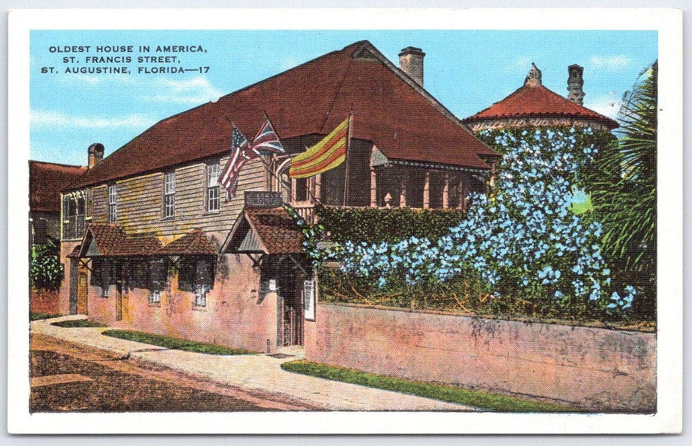 Oldest House America St. Augustine Florida Linen Postcard E. C. Kropp
