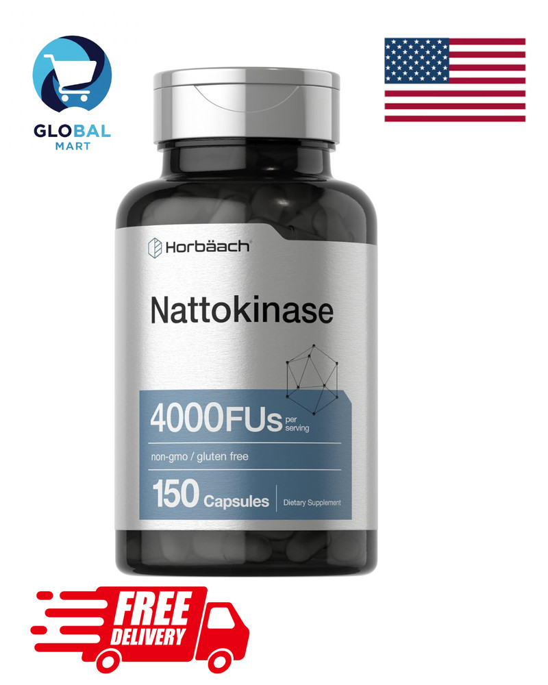 Nattokinase Capsules 4000 FU | 150 Count | Non-GMO, Gluten Free | by Horbaach